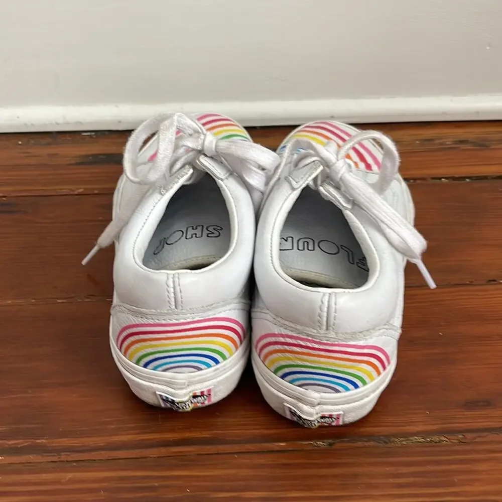 Vans x Flour Shop rainbow leather low top sneakers sz 7